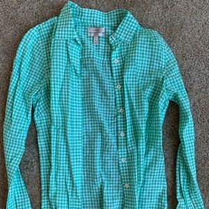J. Crew green gingham button down